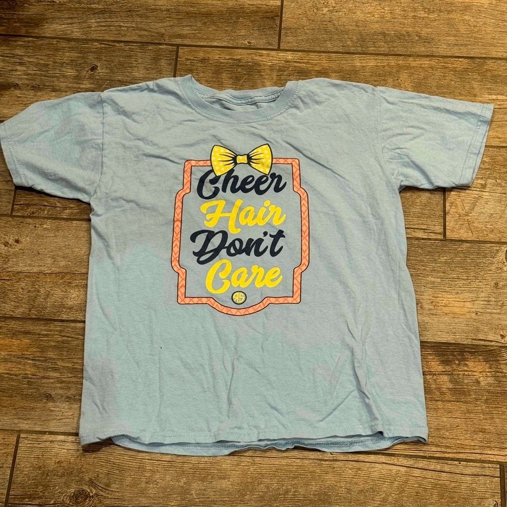 Blue Kids Short Sleeve Tee with Cheer Print​